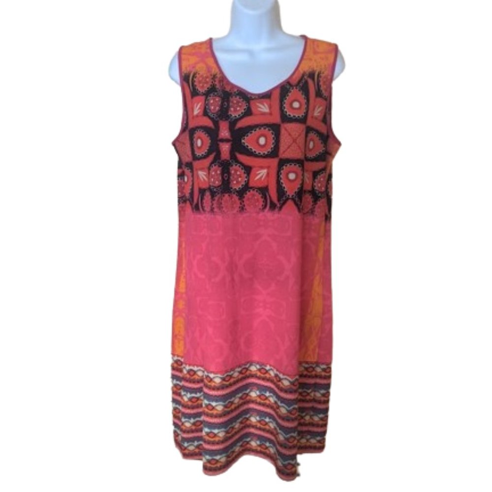 Pink Orange Sleeveless Dress Size Large